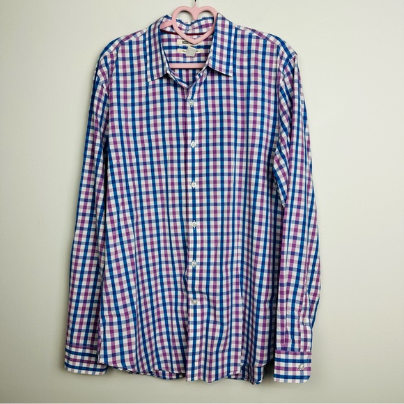 Goodthreads Men's Blue and Purple Plaid Long sleeve button down Shirt - Picture 1 of 8